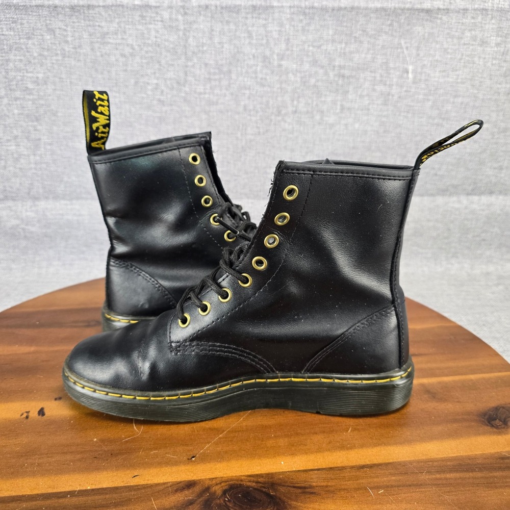 Dr. Martens Zavala Black Leather Combat Boots Gold Eyelets Womens 8 UK 6 EU 39 - Picture 10 of 12